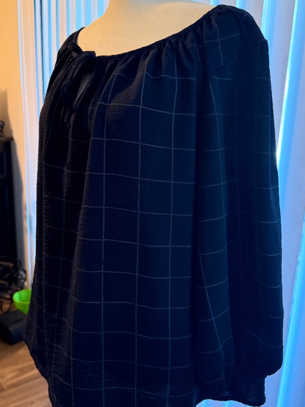 Navy Blue, Platted Blouse